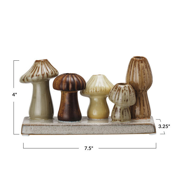 Enchanted Garden Stoneware Mushroom Vase, Multicolor